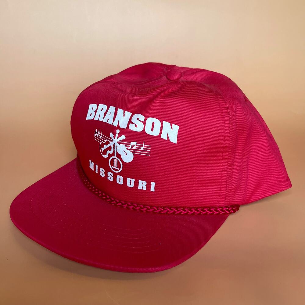 Vintage Branson Missouri Red Rope Snapback Hat Music Guitar Souvenir Cap